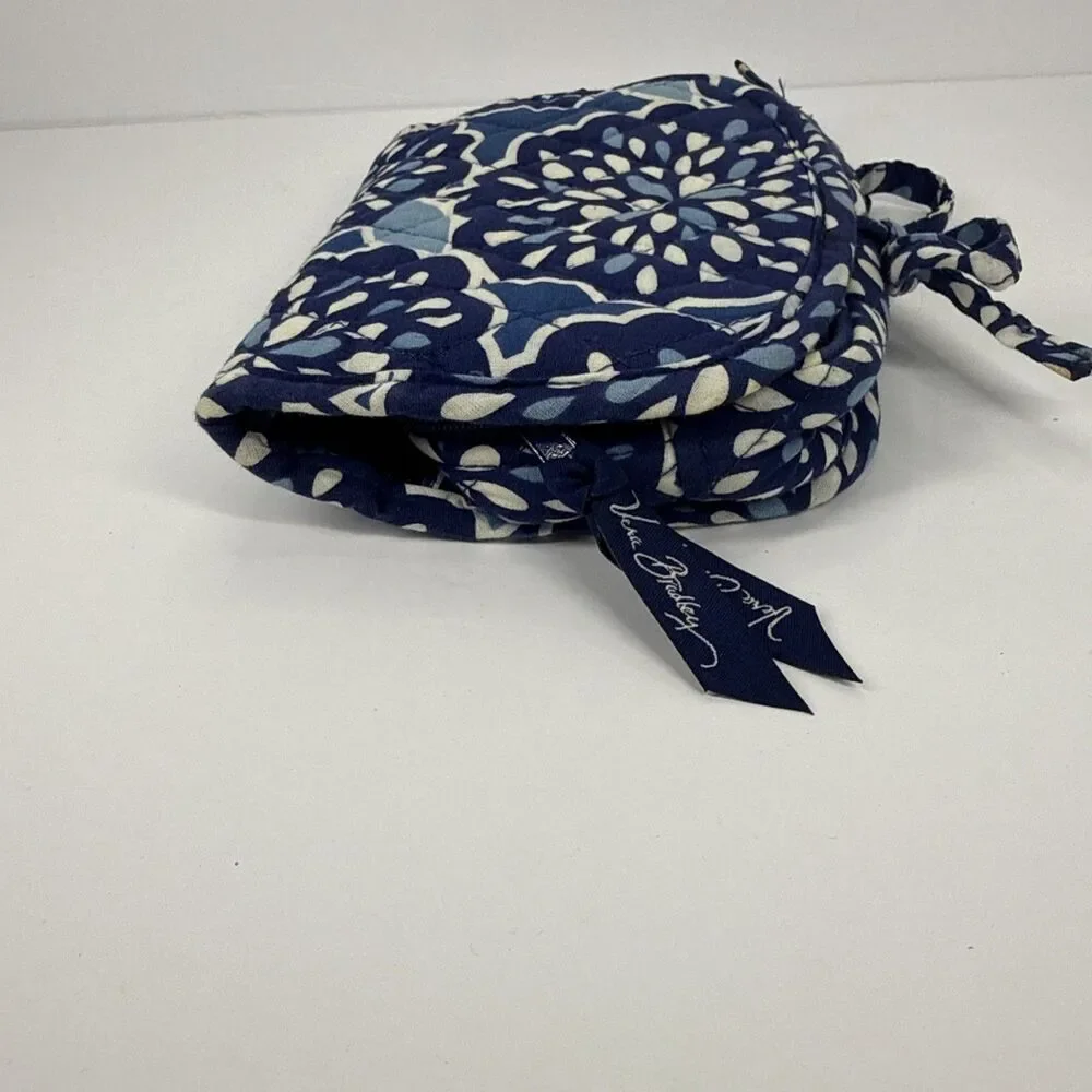 Vera Bradley Blue White Small Jewelry Make Up Case Wallet Petal Splash